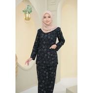 Baju Kurung Kedah Kain Cotton Black Cute Size M sehingga 6XL