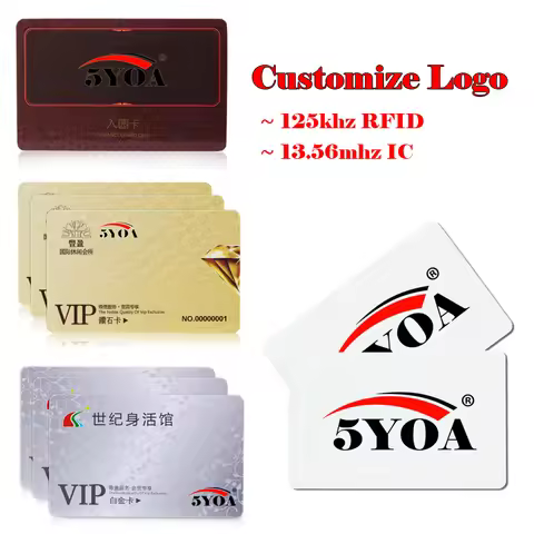 500pcs Customize Logo Design Printing Pattern VIP Print RFID ID 125khz EM4100 Card 13.56mhz IC MF S5