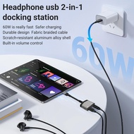 60W Fast Charging 2-in-1 Adapter Type-C to 3.5mm for Audio and Charging