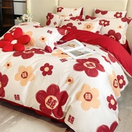 Red Marriage Bedsheet Set Wedding bedroom Bedsheet Fitted Sheet Set Single/queen/king Cadar Duvet Co
