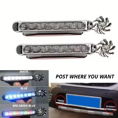 2pcs Wind Powered Car LED DayTime Running Light Auxiliary Lighting Rotation Fan Lamp Automobile Day 