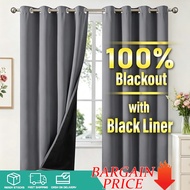 5/6/7/8/9FT 100% Blackout Short Curtains with Black Liner 2-layer Fabric Curtains For Bedroom