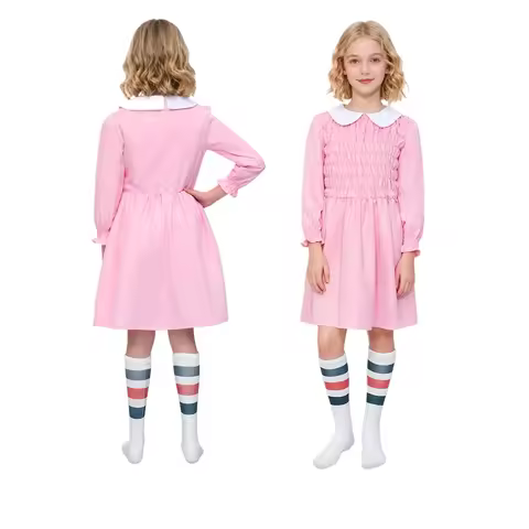 2025 ST Eleven Cosplay things Eleven Dresses for Women Girls Pink Dresses Eleven Costumes for Hallow