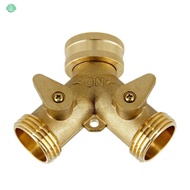 Heavy Duty Brass 2 Way Garden Tap Splitter Y Hose Splitter 3/4" Tap Hose Connect