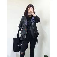 Ramones Women's Leather Jacket Korean Blazer Style Punk Women Shirt Black