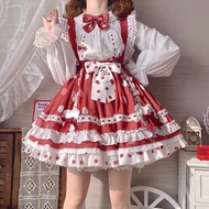 2021 JSK Lolita Dress Victorian Princess Polka Dot Red Kawaii Sleeveless Strap Soft Girly Baby Doll Dresses For Women's Clothing