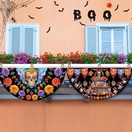 1/2 Pcs Day Of The Dead Flags, Day Of The Dead Fan Flag Banner,Colorful Skull Pattern, Elegant Outdo