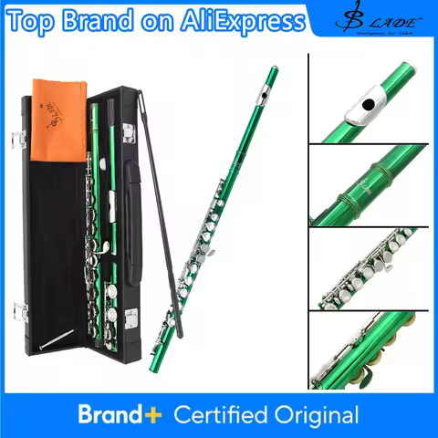 16 Closed Holes Flute C Key Green Flute with E key Professional Woodwind Instruments Transverse Flut