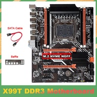 (OEFY) X99T Motherboard+SATA Cable+Baffle LGA2011 V3 .2 NVME NGFF Support DDR3 4X16G Support E5 2666