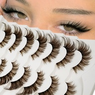 Brown 8D Drama Eyelash 7 Pair Set Soft Natural Roll Shining Mango Eye Switch