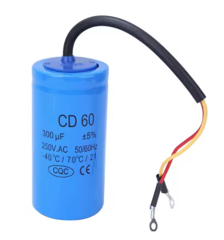 CD60 Run Capacitor with Wire Lead 250V AC 300uF 50/60Hz for Motor Air Compressor