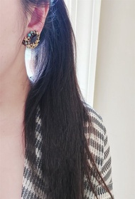 現貨在台-Art綠松石鍍金花卉耳夾【美國古董老件時尚珠寶】