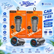 [T-E8] CAR Charger PD 55W 2USB USB-A + USB-C LED LIGHT Saver CAR