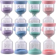 8 PCS 5 Minute Hourglass Timer, Plastic Colorful Hourglass Timer, Small Sand Clock Timer for Office 
