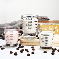 Small Measuring Glass Glass Ounce Cup Graduated Glass Coffee Jigger Household Small Milk Cup Wooden Handle Small Milk Cup Glass Milk Pot/Espresso Glass Coffee Cup Ounce Measuring