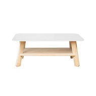 Koncept Furniture โต๊ะกลาง PLAY รุ่น MARBELLA หินสังเคราะห์ขาวขาไม้ยางสีอ่อน (100x60x39.5 ซม.)