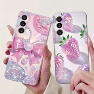 For Samsung Galaxy M56 5G 2025 Case SM-M566B Cover Cute Bowknot Strawberry Cartoon Soft Phone Case F