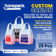 Screen Printing Insulation Thermal Cooler Gradient Color Pinkbiru | Goodie Frozen Bag | Thermal Food