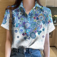 เสื้อลายดอกสำหรับผู้หญิง 2567 เสื้อสงกรานต์ 2024 เสื้อผ้าผู้หญิงหลวมใหม่ปุ่มฮาวายเสื้อแฟชั่นเสื้อ