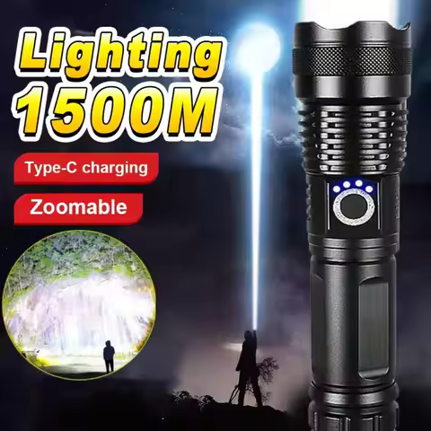 100000 Lumens High Power LED Flashlight Rechargeable Flashlight XHP50 Tactical Flashlight Outdoor Ca