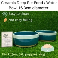 CC Pets Story✨Ready Stock | Ceramic Deep Pet Food / Water Bowl 16.3cm diameter. For kitten, cat, pup