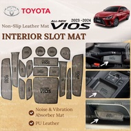 LEATHER Toyota Vios 2023 2024 Interior Slot Mat Car Anti Slip Mat Pad Holder New Toyota Vios 2023 Accessories Aksesori