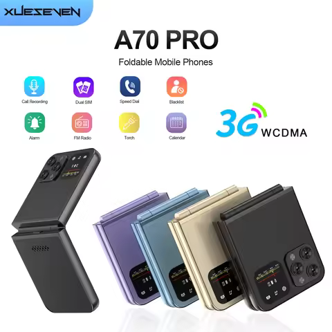 New Upgrade XUESVEVEN 3G WCDMA Flip Mobile Phone 2 SIM Card Quick Call English Keyboard Camera FM Ra