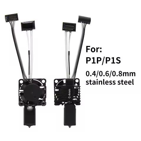 LabX1/ P1P/P1S Hardened Nozzle 0.4/0.6/0.8mm Metal Full Hotend With Cooling Fan For X1/X1C/P1/P1S 3D