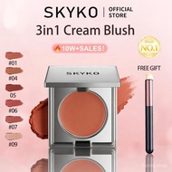 Skyko 3In1 Cream Blush Long lasting Pigment Eye Lip Cheek Blush(Free lip brush)