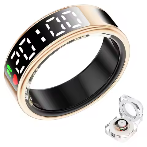 LED Display Screen Smart Ring for Sleep Heart Rate Oxygen Monitoring Multi Sports Modes Waterproof B