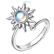 SHFY Women s Anxiety Spinner Ring Moon Bead Rotatable Ring  Fit Sunflower Ring