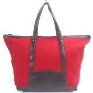 [5 Points] Excellent Condition □ GHURKA Canvas Leather Logo Embossed Large Tote Bag Shoulder Bag RED