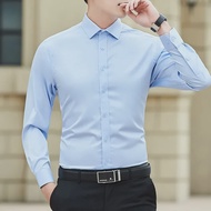 2024 New Plus Size 7XL 8XL Men White Business Shirt Fashion Dress Party Classic Basic Slim Long Slee