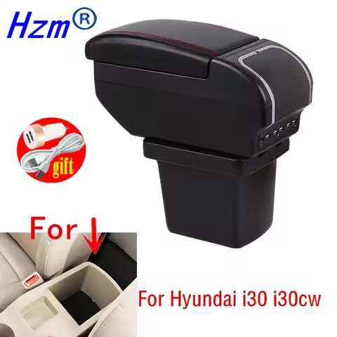 Armrest For Hyundai Elantra Touring i30 i30cw 2007-2011 Dual layer Leather Central Store Content box
