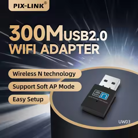 PIX-LINK UW03 Mini Usb Wifi Adapter For Pc Windows Mac 300Mbps Wifi Adapter 2.4GHz Long Range USB 2.
