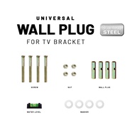 Steel Wall Screw for TV Mount Bracket Wall Plug + Washer + Spacer + Water Level Strong Metal Edition Complete SET