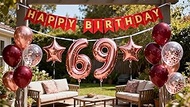 69th Birthday Decoration, Balloons 69th Birthday Decoration, 69th Party Balloons Birthday Banner for