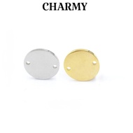 2-hole round pendant Charm T802, High quality stainless steel titanium - Charmy