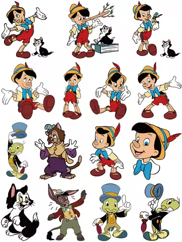 Cartoon Pinocchio thermoadhesive patches thermo-stickers for children Thermo-stickers T-shirt Decal 