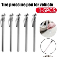 1-5pcs Stainless Steel Pen Shaped Car Vehicle Tire Pressure Gauge Test Meter Gauge Portable Car Tire Pressure Gauge Barometer