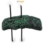 TYJC Turtle Basking Island, Suction Cup Resin Turtle Floating Island, Ornament Safe Floating Green W