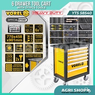 Agrishop VOREL YT 58540 Vorel 6 Drawer Tool Cart ( with 177 PCS Tools)