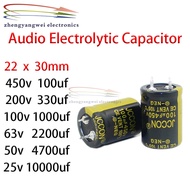 2pcs 22x30mm 100uf 450v 330uf200v 1000uf100v 2200uf63v 4700uf50v 10000uf25v  Audio Electrolytic Capa
