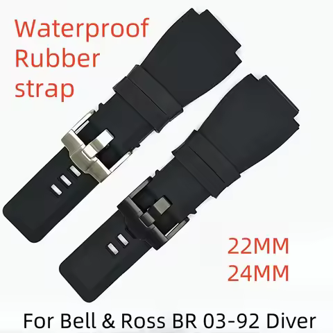 22mm 24mm Rubber watch strap Stainless steel buckle for Bell & Ross BR 03-92 Diver Saturn specific i