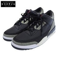 Nike Air Jordan 3 牛仔褲運動鞋，全新未使用，男款，黑色/健身紅，尺寸 27.5cm，IR0914-400，9.5（美國碼）[二手]