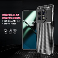 Luxury Carbon Fiber Texture Casing For Oneplus 11 11R 5G Oneplus11 5G CPH2451 Silicone Bussiness Shockproof Hard Phone Case Full Lens Camera Protect Slim Thin Back Cover