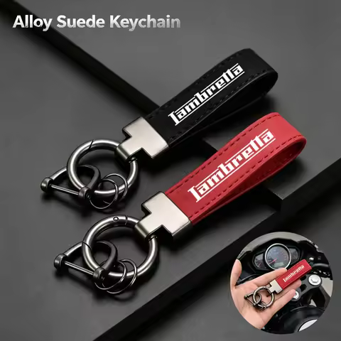 Deluxe New Alloy Keyring Motorcycle Suede Leather Keychain For Lambretta G350 Special X300 V200 V-Sp