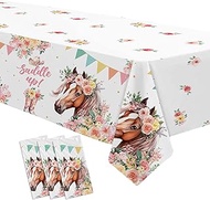 Cowgirl Party Decorations Tablecloth, 3Pcs Disposable Saddle Up Horse Party Tablecover Supplies for 