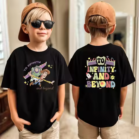 Buzz T-Shirt, "To Infinity and Beyond" Double-Sided Print, 2026 Summer Cotton Short Sleeve for Boys 