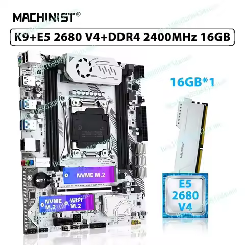 forMACHINIST X99 K9 Motherboard Set LGA 2011-3 Kit Xeon E5 2680 V4 Processor 16GB 2400MHz ECC DDR4 R